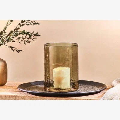 Nkuku Nkuku Irda Glass Hurricane Lantern | Candles Holders & Lanterns | Smoke Brown