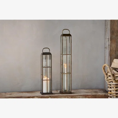 Nkuku Nkuku Vemula Lantern | Candles Holders & Lanterns | Antique Brass | Large