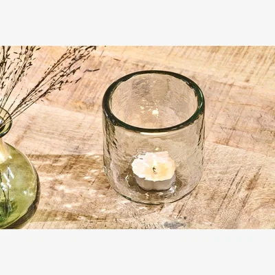Nkuku Nkuku Irda Glass Tealight | Candles Holders & Lanterns | Clear | Medium