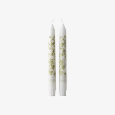 Nordic Nest Wik & Walsøe Slåpeblom tapered candle 2-pack Green