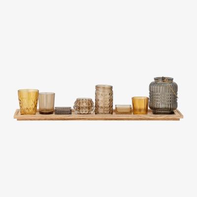 Nordic Nest Sanga tray with candle holder 9 pieces Brown