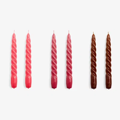 Nordic Nest HAY Candle Twist candle 6-pack Raspberry-dark punsch-brown