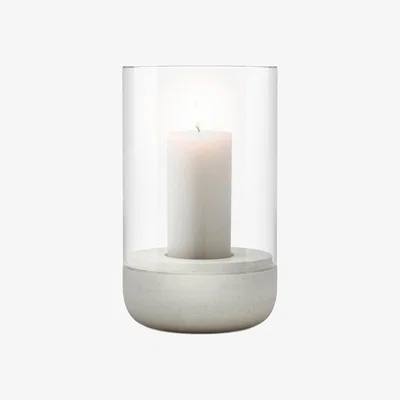 Nordic Nest blomus Calma lantern with block candle Ø12 cm Light grey