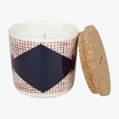 Nordic Nest Marimekko Tomina scented candle Ø75 cm White-dark blue-red-dark red