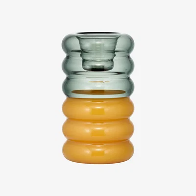 Nordic Nest Design Letters Hoop candle sticks Ø3.5x9 cm Smoke-milky yellow