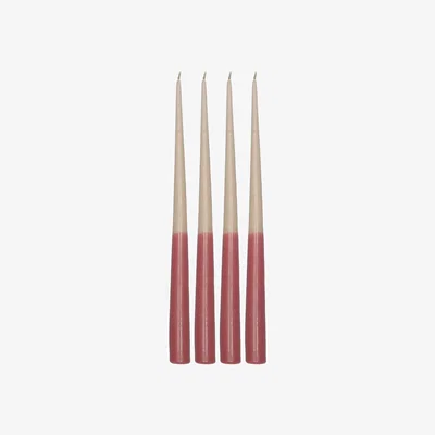Nordic Nest Scandi Essentials Affinity two-toned long candles 4 pack 32 cm Beige-red