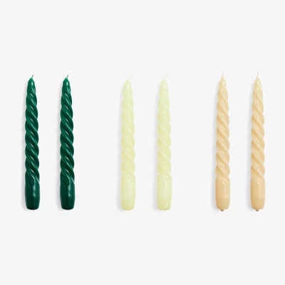 Nordic Nest HAY Candle Twist candle 6-pack Green-citrus-beige