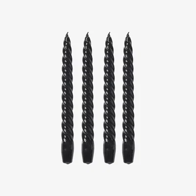 Nordic Nest Laquer twisted candle 25 cm 4-pack Black