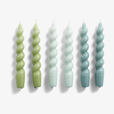 Nordic Nest Candle Spiral light 6-pack Green-arctic blue-teal