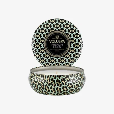 Nordic Nest Maison Noir 3-wick Tin scented 40 hours French Linen