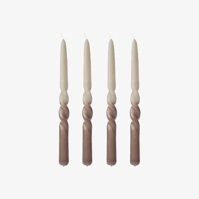 Nordic Nest Humdakin twisted candle 30 cm 4-pack Oak-light stone