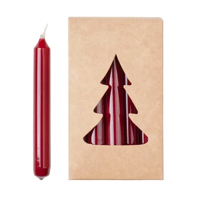 Nordic Nest Broste Copenhagen Broste Christmas tree candle glossy Ø12x102 cm 20 pack Burgundy