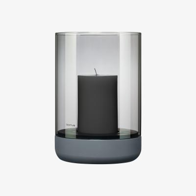 Nordic Nest Calma lantern with block candle Ø15 cm Gray-smoke