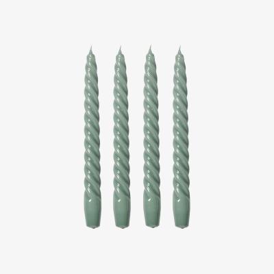 Nordic Nest Laquer twisted candle 25 cm 4-pack Green