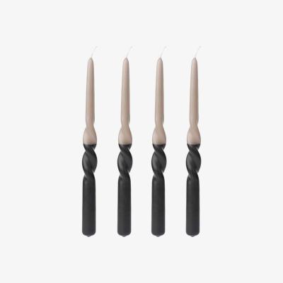 Nordic Nest Humdakin twisted candle 30 cm 4-pack Coal-stone
