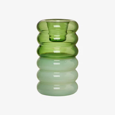 Nordic Nest Design Letters Hoop candle sticks Ø3.5x9 cm Green-milky green