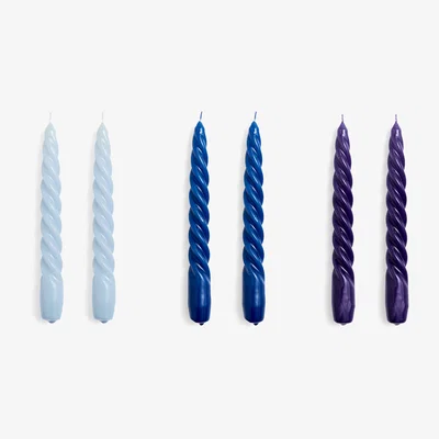 Nordic Nest HAY Candle Twist candle 6-pack Light blue-blue-purple