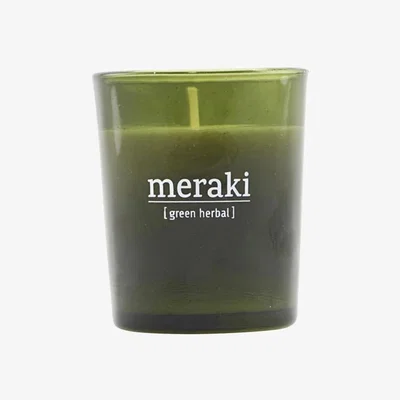 Nordic Nest Meraki scented candle green glass 12 timmar green herbal