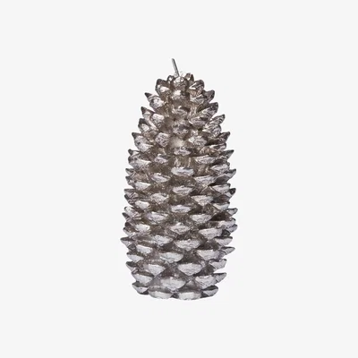 Nordic Nest Lene Bjerre Elegia decorative candle pine cone 15 cm silver