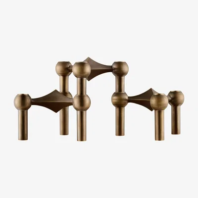 Nordic Nest STOFF STOFF Nagel candle sticks 3-pack Bronzed brass