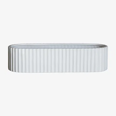 Nordic Nest Stripe advent candle 30 cm Shiny white