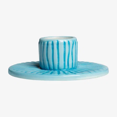 Nordic Nest Mateus Stripes candle sticks Ø8 cm Turquoise