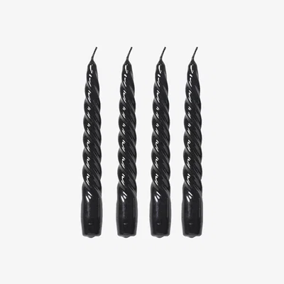 Nordic Nest Laquer twisted candle 20 cm 4-pack Black