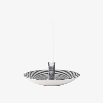 Nordic Nest Linje candleholder large white-black