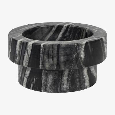 Nordic Nest Mette Ditmer Marble candle sticks for block candle 5 cm Black-Grey