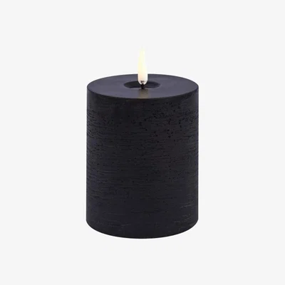 Nordic Nest Uyuni Lighting Uyuni LED Block Candle melted Black rustic Ø7.8x10 cm