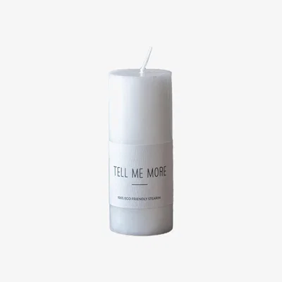 Nordic Nest Tell Me More stearin block candle S 10 cm White