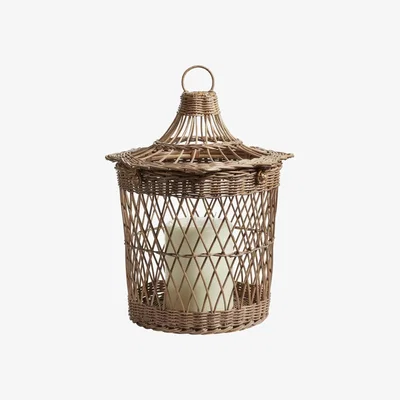 OKA Rodin Rattan Lantern - Vintage Grey