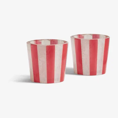 OKA OKA, Pair of Small Cormack Candle Holders - Raspberry, Candle Holders, Glass/Resin