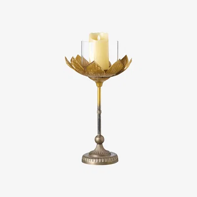 OKA Large Lotus Candle Holder - Gold