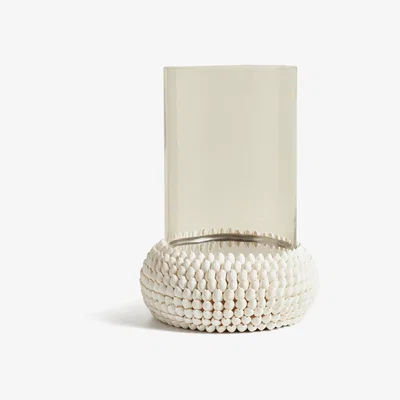 OKA OKA, Large Sanibel Shell Candle Holder - White, Candle Holders, Glass/MDF Wood/Metal