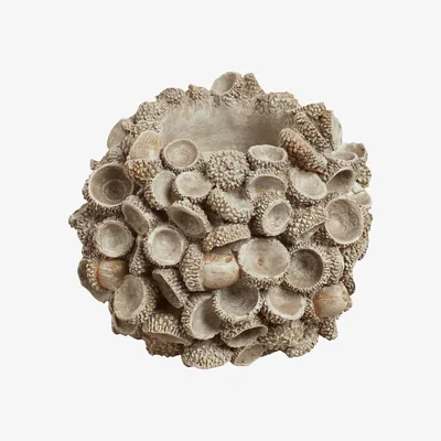 OKA OKA, Pair of Ivenack Acorn Candle Holders - Natural, Candle Holders, Resin