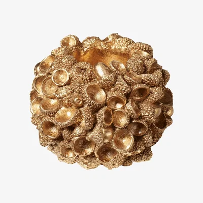 OKA OKA, Pair of Ivenack Acorn Candle Holders - Gold, Candle Holders, Resin