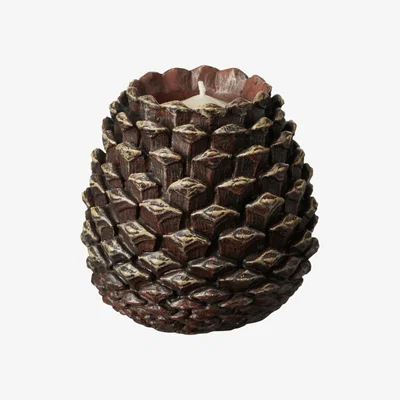 OKA OKA, Pinecone Candle Holder - Brown, Candle Holders, Resin