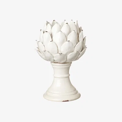OKA OKA, Large Cardoon Candle Holder - White, Candle Holders, Stoneware