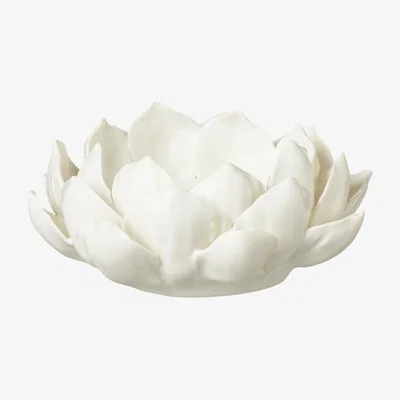 OKA OKA, Porcelain Artichoke Candle Holder - White, Candle Holders, Ceramic