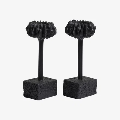 OKA Pair of Botanica Candle Holders - Black