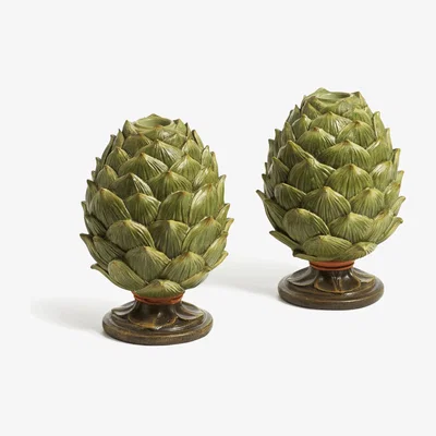 OKA OKA, Chianti Artichoke Candle Holders - Green, Candle Holders, Aluminium/Resin