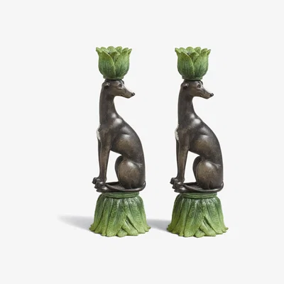 OKA OKA, Wezea Whippet Candle Holders - Charcoal, Candle Holders, Resin/Stone