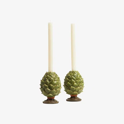 OKA Chianti Artichoke Candle Holders - Green