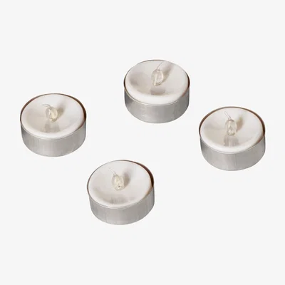 OKA OKA, LED Tea Lights, Set of 4 - White, Candles, Plastic
