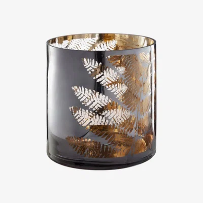 Olivia's Olivia's Fern Hurricane Candle Holder Grey / Large