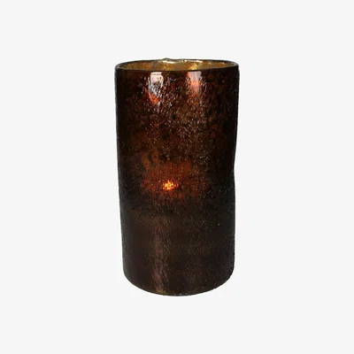 Olivia's Libra Interiors Candle Holder Glass Amber / Small