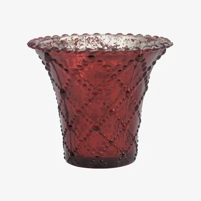 Olivia's Libra Set of 3 Glass Lattice Votive Holders Red