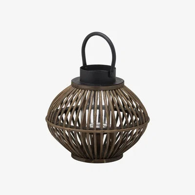 Olivia's Hill Interiors Bamboo Style Lantern in Brown / Small