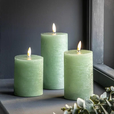 Olivia's Gallery Interiors Set of 3 LED Candle Rustic Sage